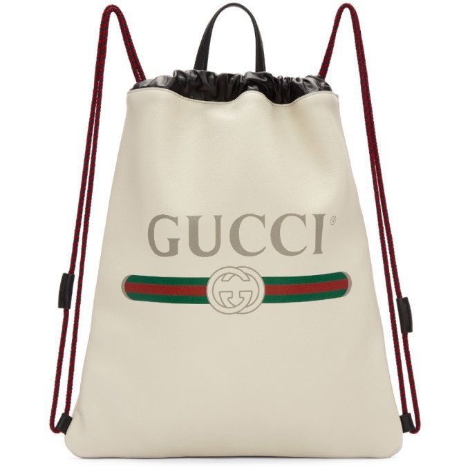 Gucci Off-White Leather Logo Backpack Gucci