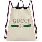 Gucci Off-White Leather Logo Backpack