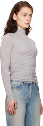 Juun.J Gray Waist Shirring Turtleneck