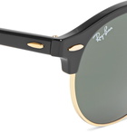 Ray-Ban - Clubmaster Round-Frame Acetate and Gold-Tone Polarised Sunglasses - Black