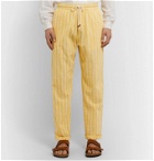 SMR Days - Striped Embroidered Cotton Drawstring Trousers - Yellow
