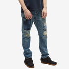 FDMTL Men's Patchwork Slim Fit Straight Jean in Blue