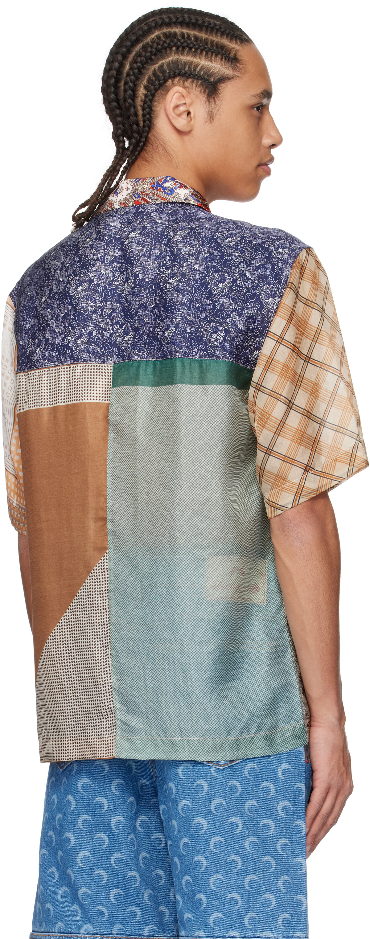 Marine Serre Multicolor Regenerated Silk Scarves Bowling Shirt