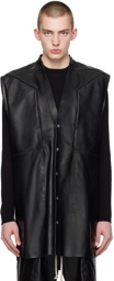Rick Owens Black Strobe Jumbo Leather Vest
