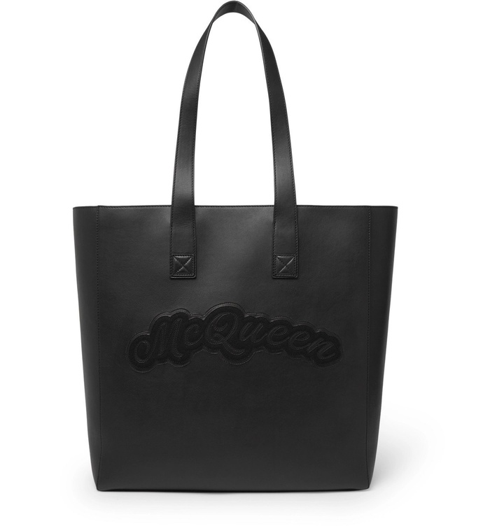 Photo: Alexander McQueen - Rock Oversized Logo-Appliquéd Leather Tote - Black