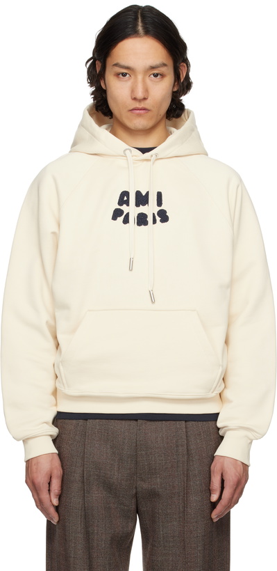 Photo: AMI Paris Off-White Cotton 'Ami Paris' Patch Hoodie