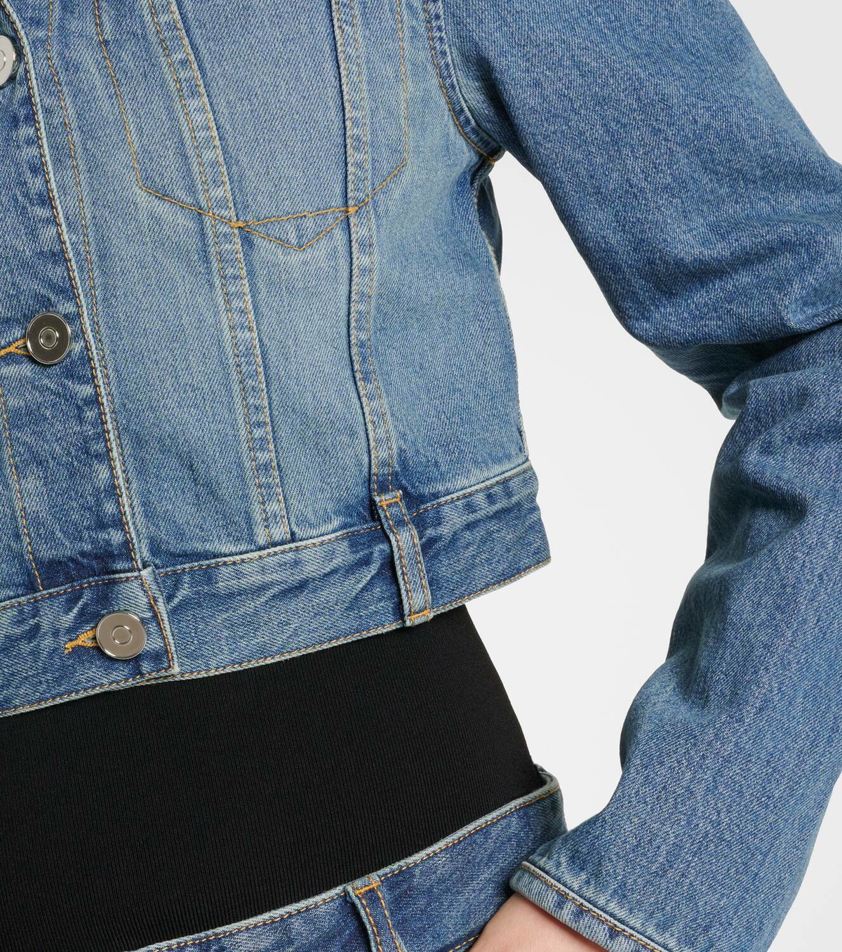 Alaïa Cropped hooded denim jacket