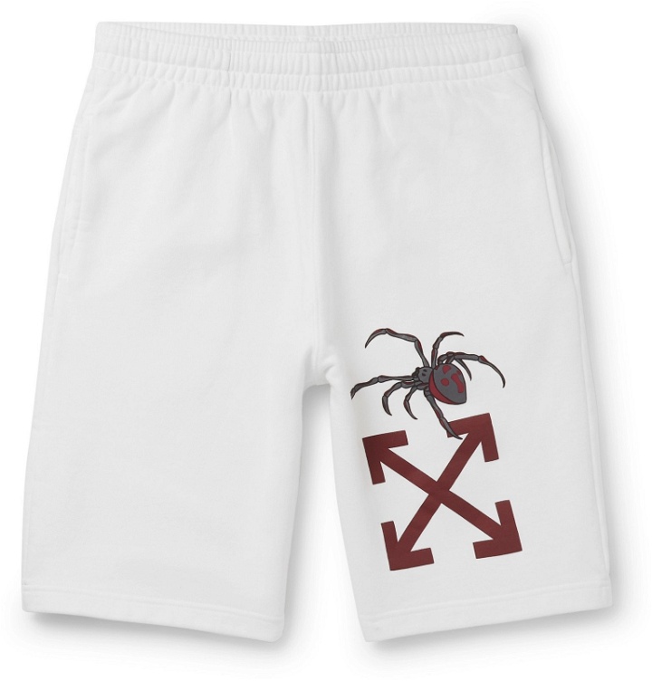 Photo: Off-White - Printed Loopback Cotton-Jersey Shorts - White