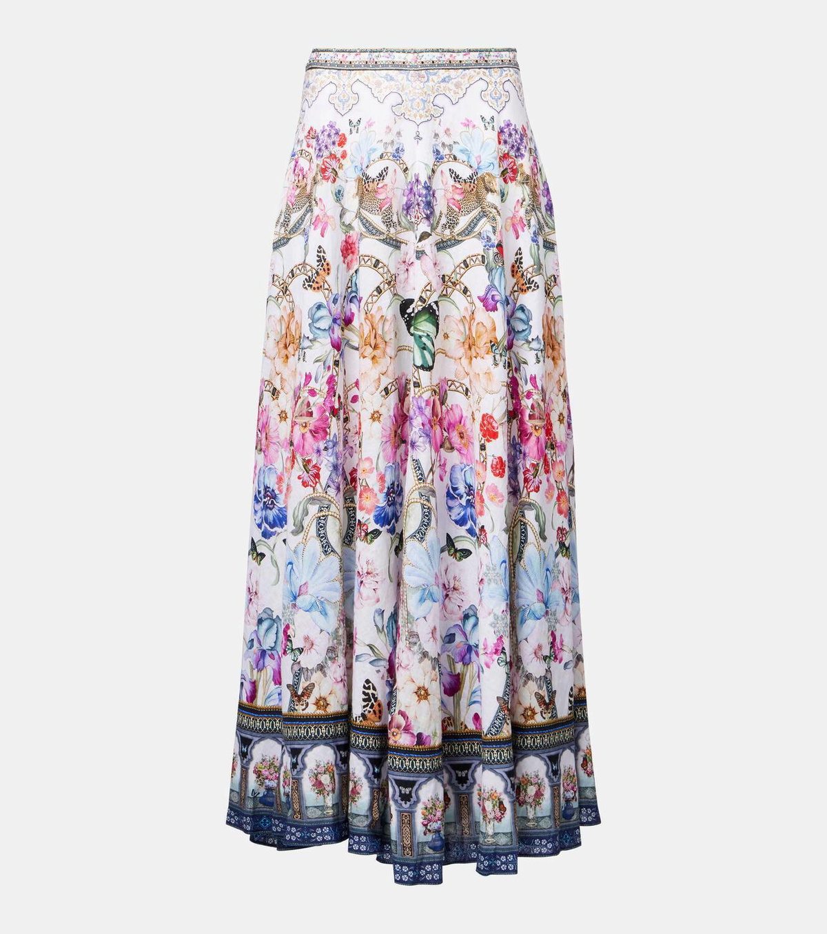 Camilla Crystal-embellished linen maxi skirt