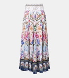 Camilla Crystal-embellished linen maxi skirt