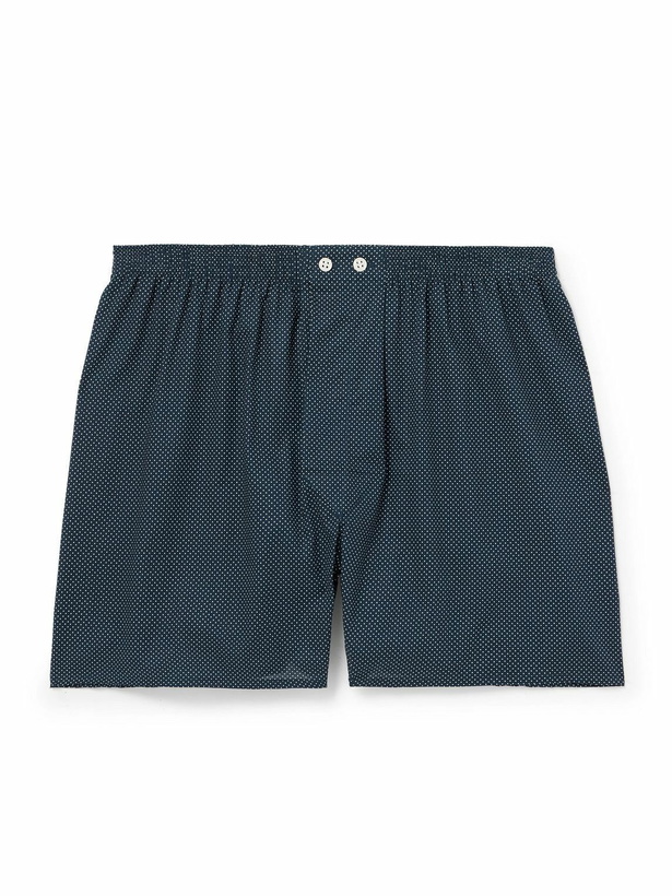 Photo: Derek Rose - Plaza Polka-Dot Cotton Boxer Shorts - Blue