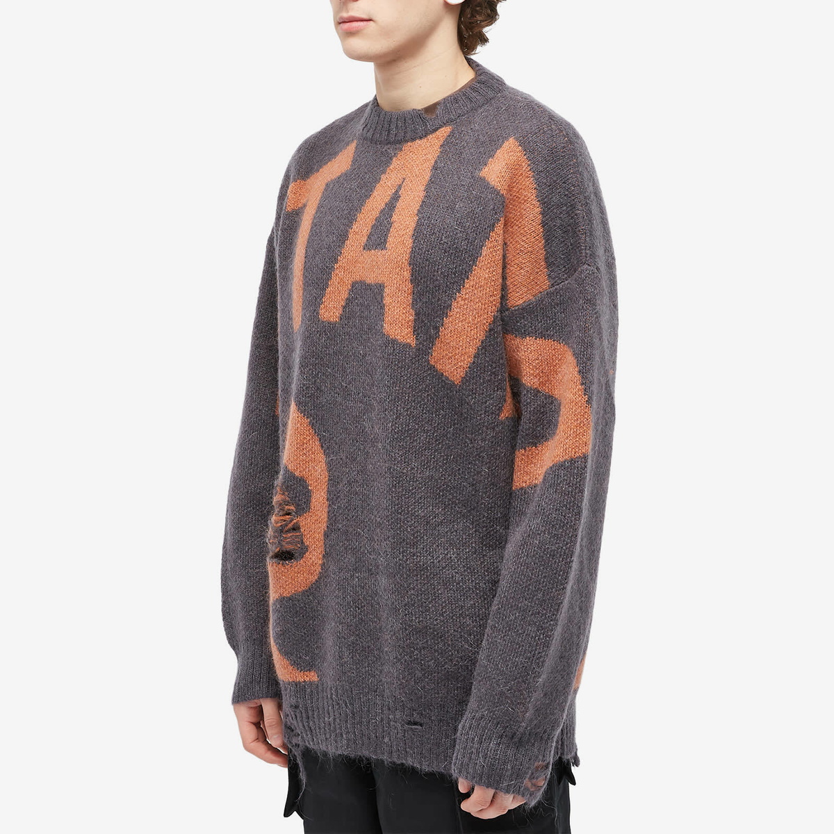 P.A.M. Men's Mutate Distressed Crew Knit in Ash
