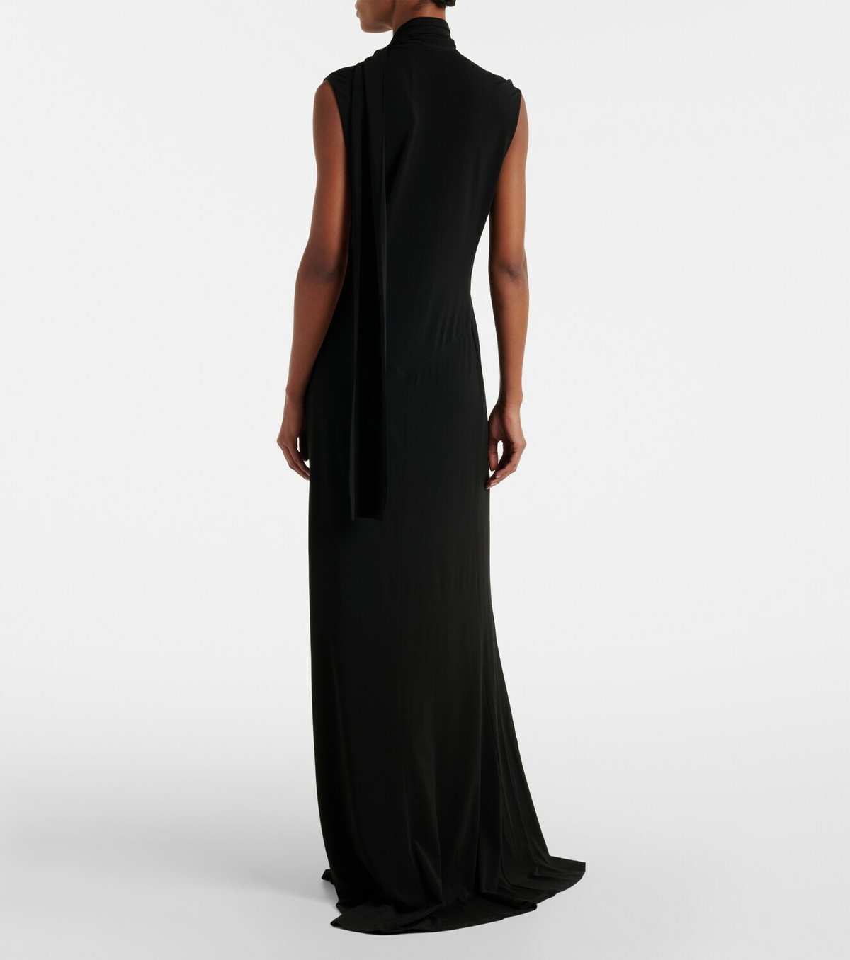 Plan C Scarf-detail jersey maxi dress