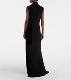 Plan C Scarf-detail jersey maxi dress