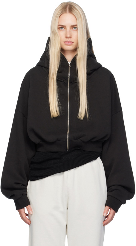 Photo: Entire Studios Black Cropped Full Zip Hoodie