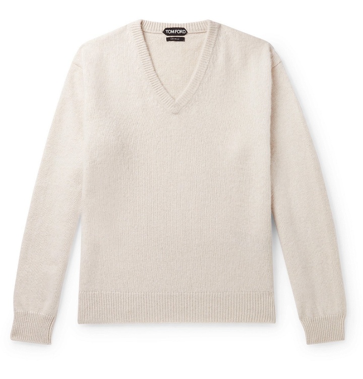 Photo: TOM FORD - Slim-Fit Brushed-Cashmere Sweater - Neutrals