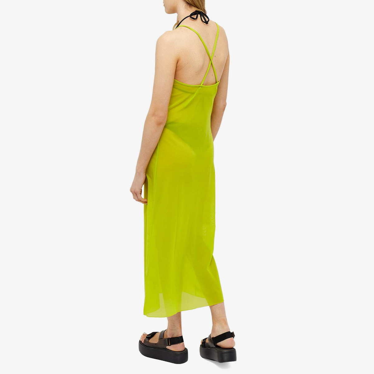 【GANNI】Mesh Cover Up Slip Dress GANNI Women's Mesh Cover Up Slip Dress in Lime Punch GANNI