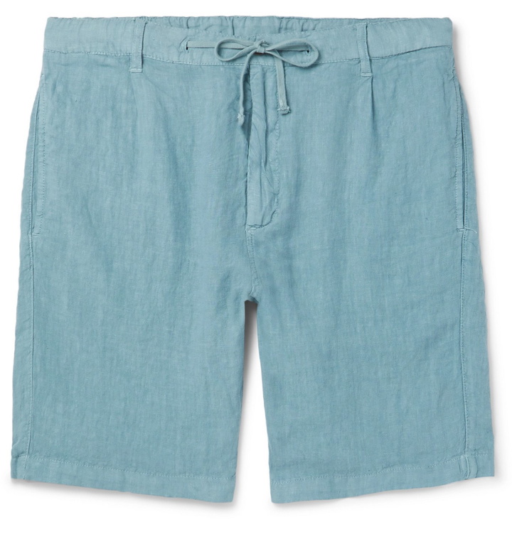 Photo: Hartford - Pleated Linen Drawstring Shorts - Blue
