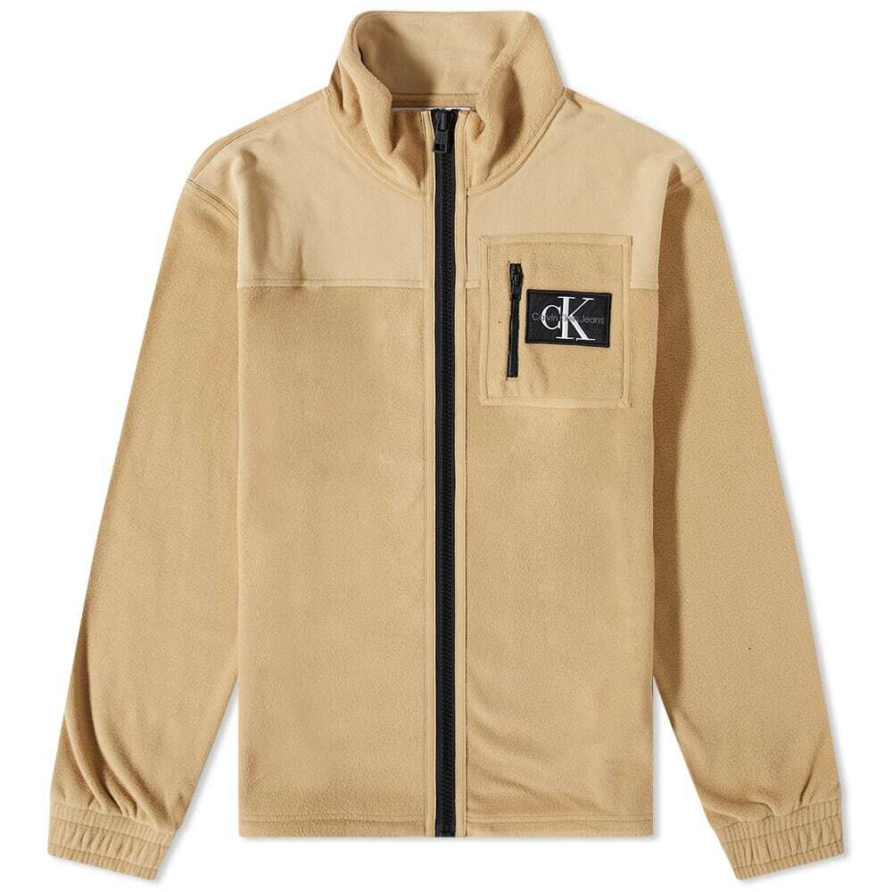 Photo: Calvin Klein Men's Block Fleece Jacket in Travertine