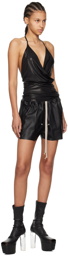 Rick Owens Black Gabe Leather Shorts