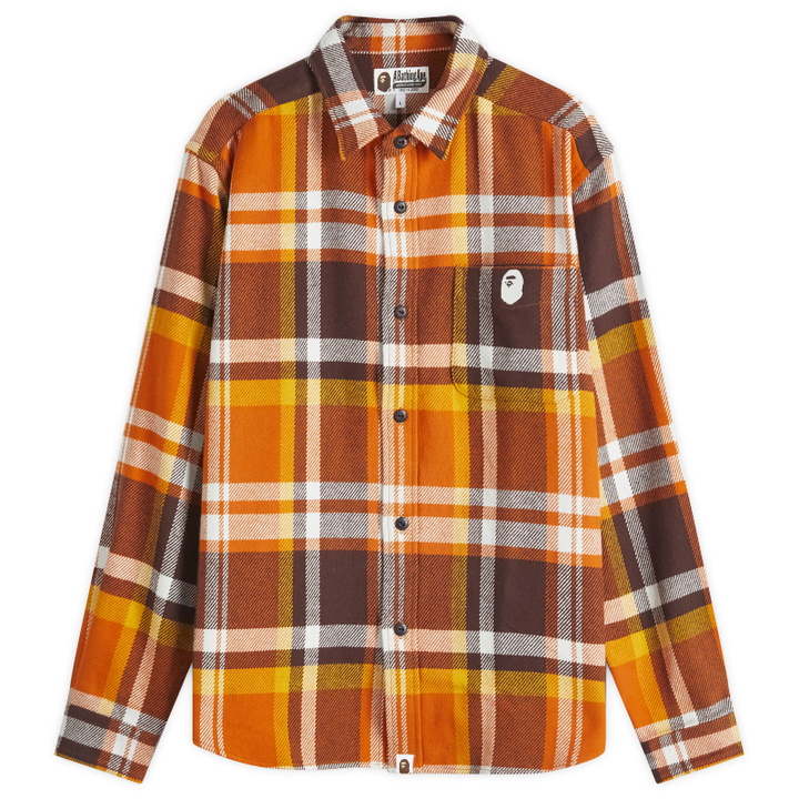 Photo: A Bathing Ape Men's Checked Overshirt in Orange