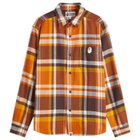 A Bathing Ape Men's Checked Overshirt in Orange