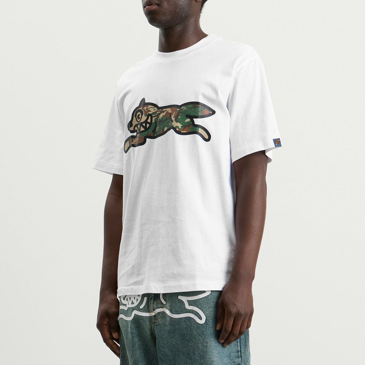 ICECREAM Men's Camo Running Dog Woodland T-Shirt in White
