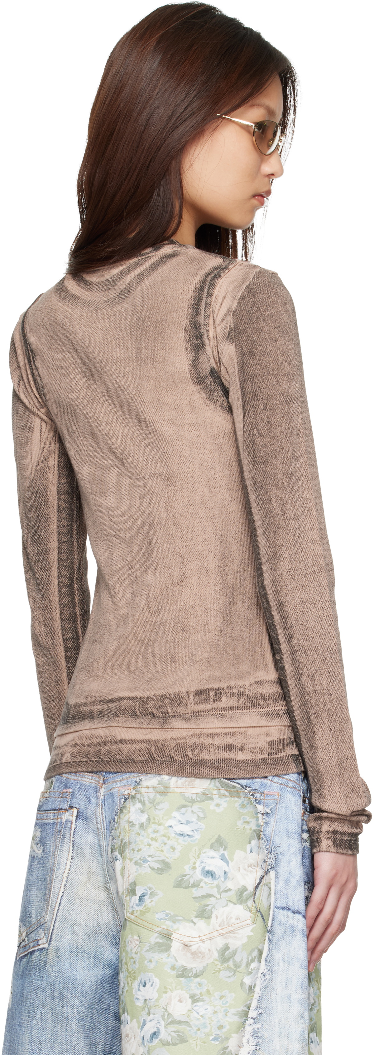 Acne Studios Beige Layered Printed T-shirt