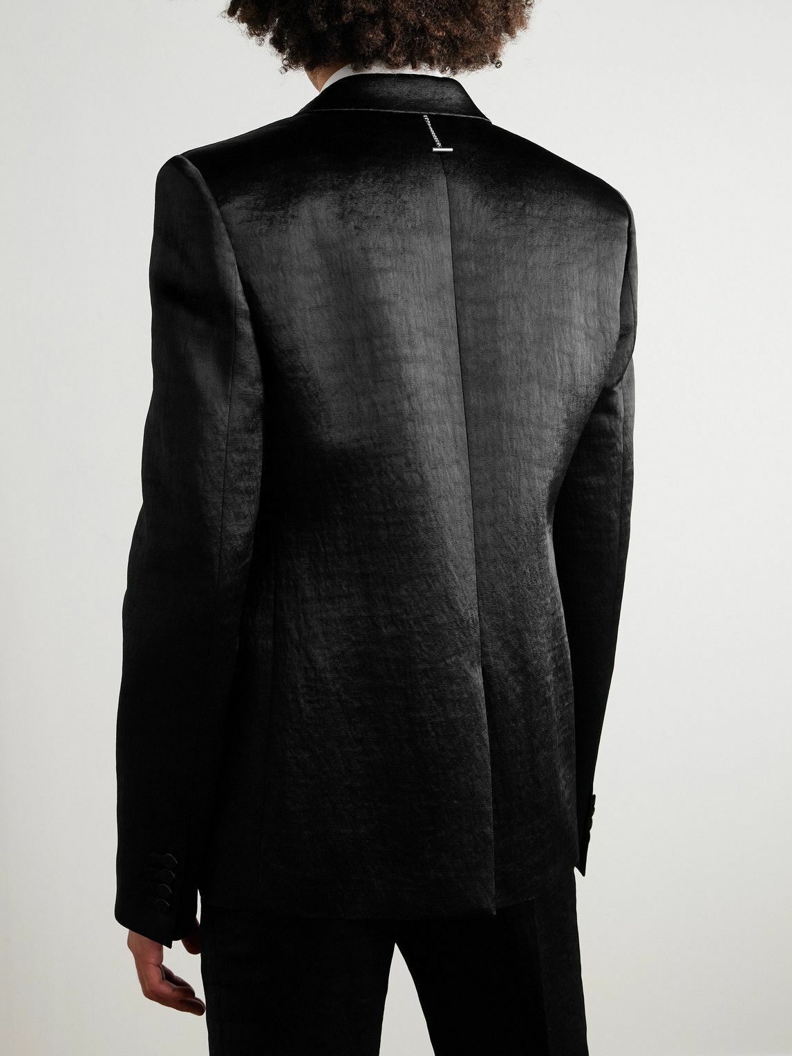 McQueen - Hammered-Satin Suit Jacket - Black
