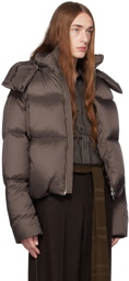 Youth Brown Cropped Down Jacket
