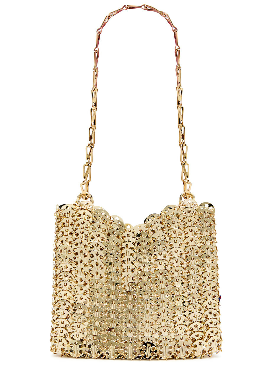 Rabanne Floral-appliqué Disc Shoulder bag - Light Gold - One Size