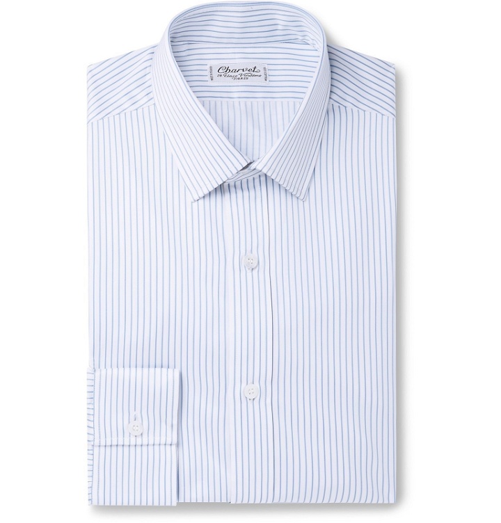 Photo: Charvet - Blue Striped Cotton-Poplin Shirt - Blue