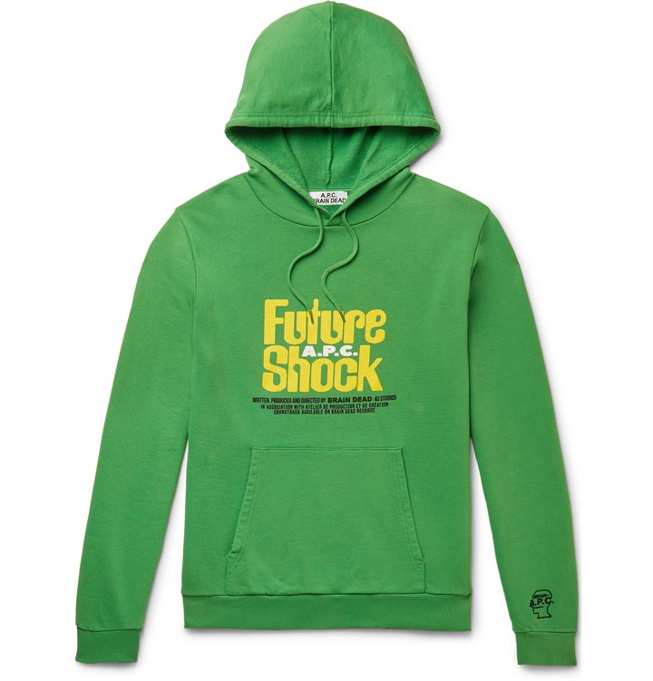 Photo: A.P.C. - Brain Dead Printed Loopback Cotton-Jersey Hoodie - Green