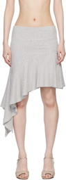 Belle The Label Gray & White Flounce Miniskirt
