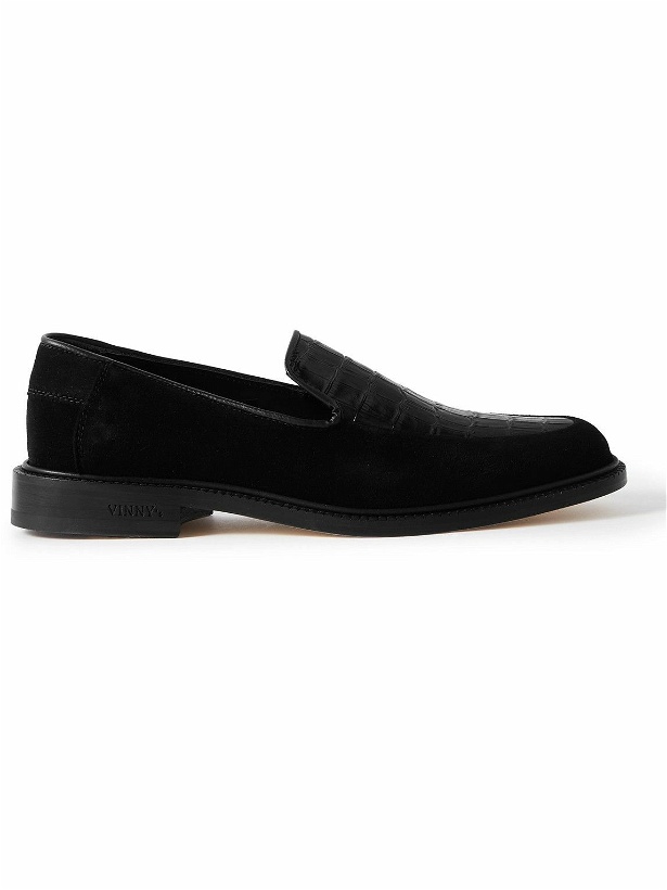Photo: VINNY's - Suede and Croc-Effect Leather Loafers - Black