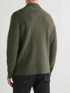 Mr P. - Wolly Open-Knit Wool Cardigan - Green