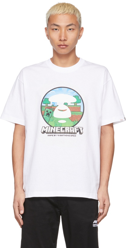 Photo: AAPE by A Bathing Ape White Minecraft Edition #1 T-Shirt