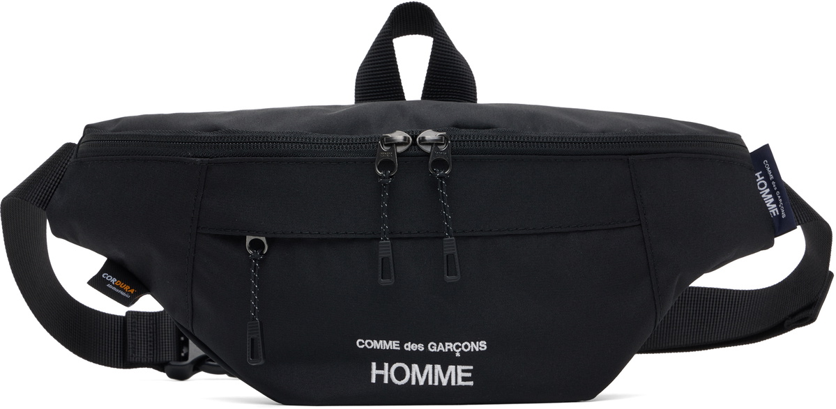 Comme des Garçons Homme Black Cordura Logo Crossbody Bag