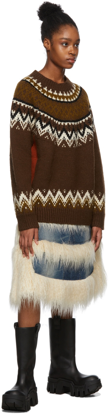 Junya Watanabe Blue Fake Fur Denim Skirt Junya Watanabe