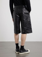Rick Owens - Straight-Leg Full-Grain Leather Shorts - Black
