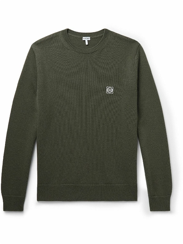 Photo: Loewe - Anagram Embroidered Wool Sweater - Green