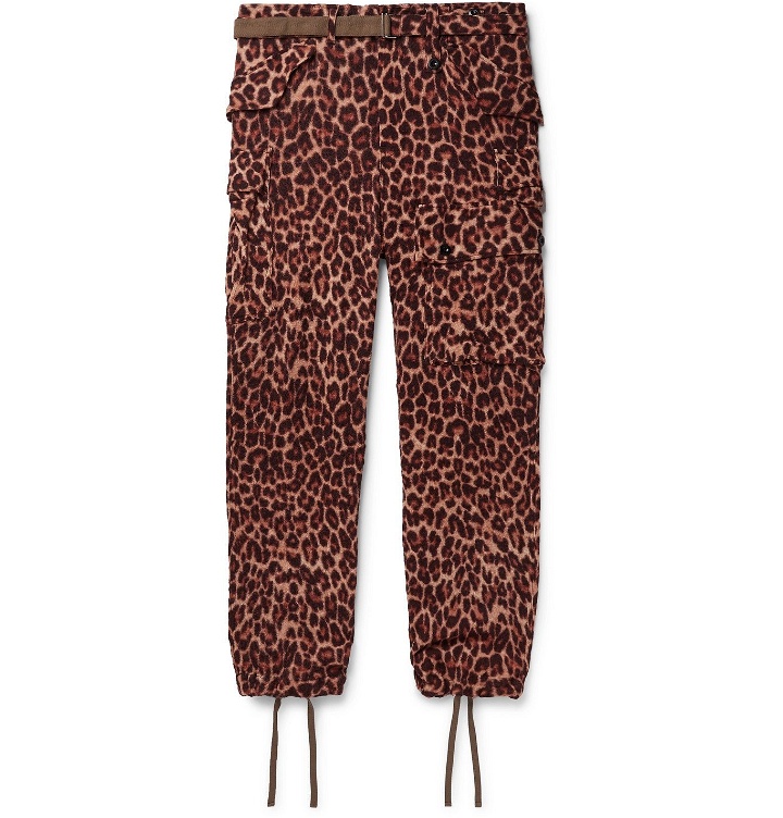 Photo: Sacai - Belted Leopard-Print Wool Trousers - Brown