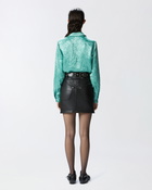 Pinko Crinkled Satin Shirt Mint Cream