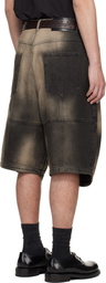 LU'U DAN Gray Puffa Denim Shorts