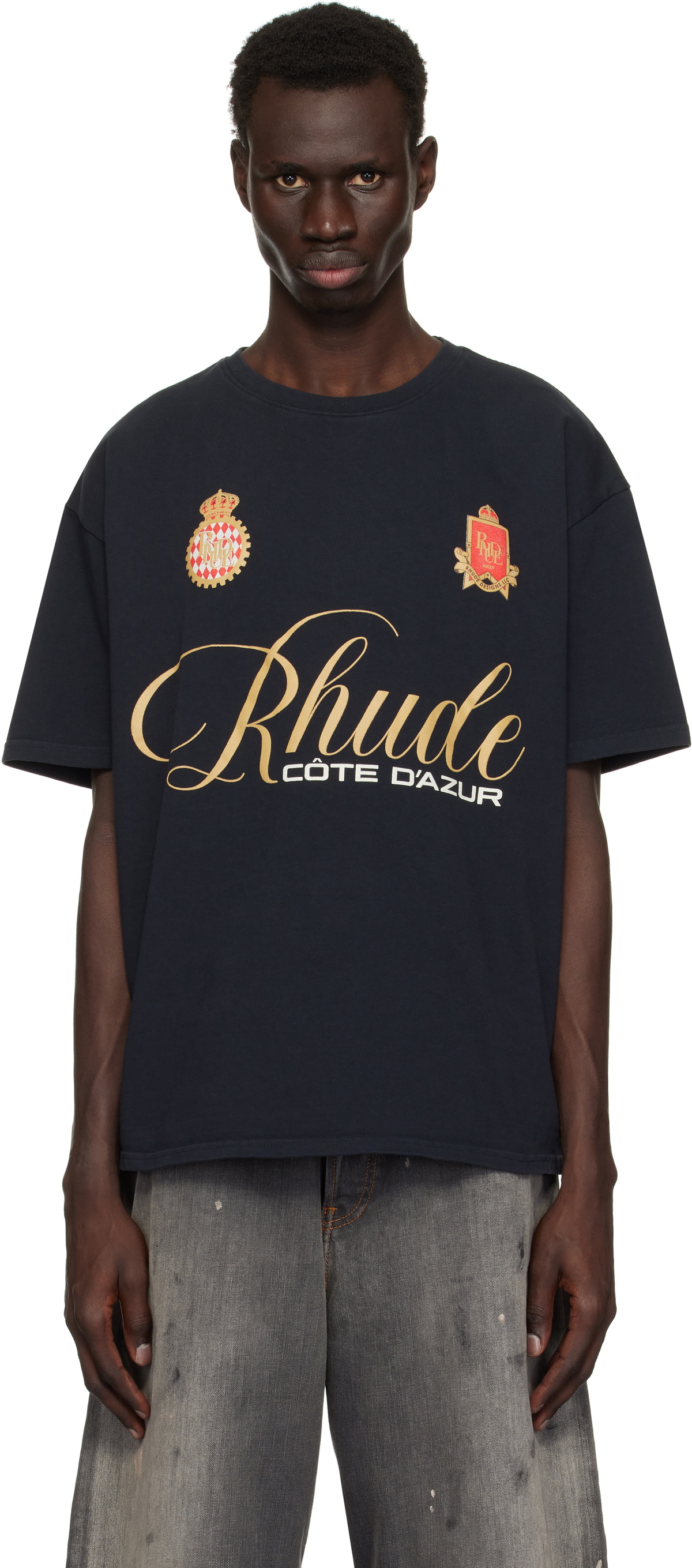 【関税込み】Rhude ブラック Rhude Script Tシャツ Rhude Black 'Rhude' Script Crest T-shirt Rhude