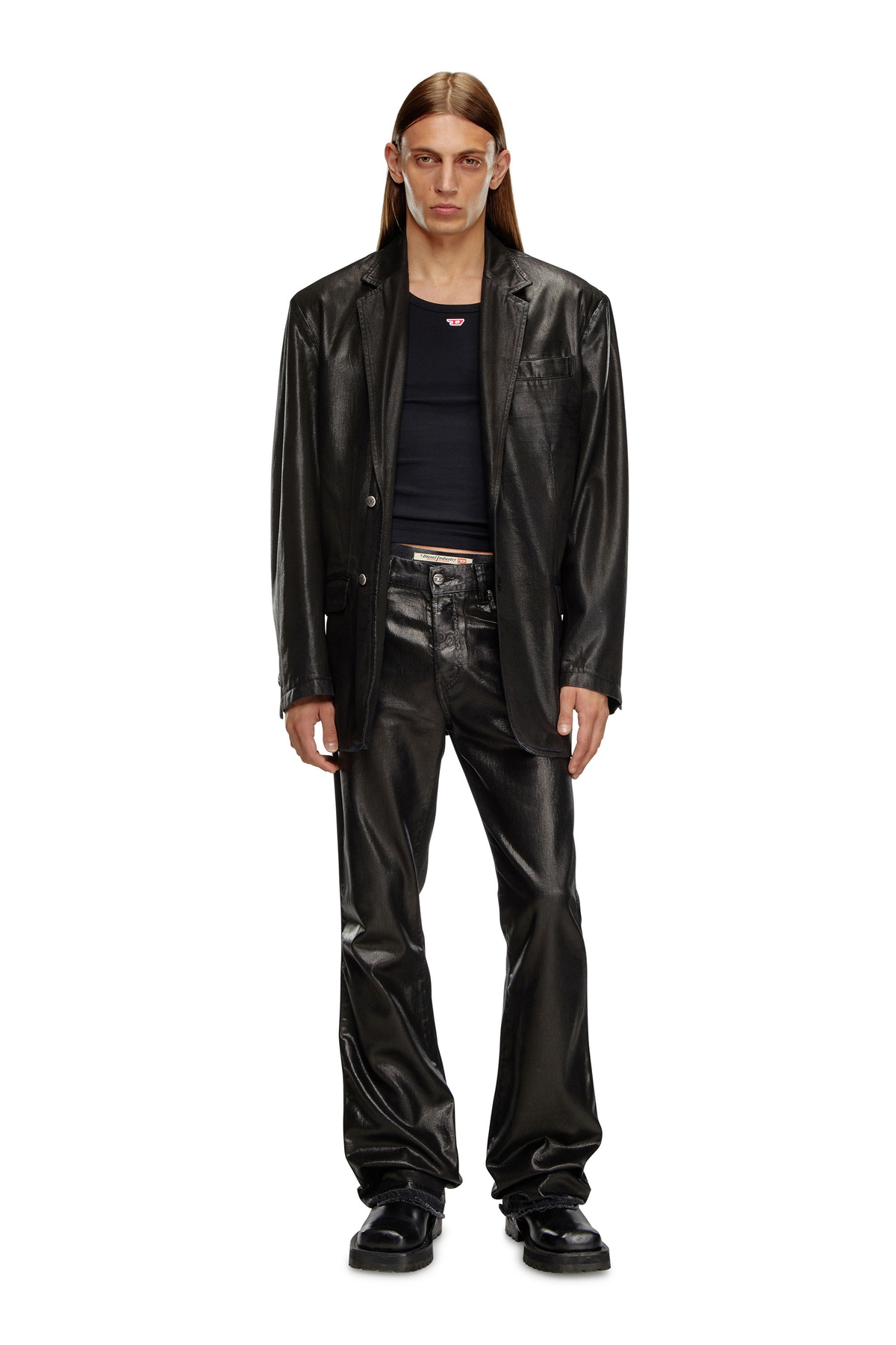 Diesel Blazer in coated tailoring denim - Denim Jackets - Unisex 