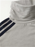 adidas Consortium - Noah Striped Embroidered Jersey Rollneck Sweatshirt - Gray