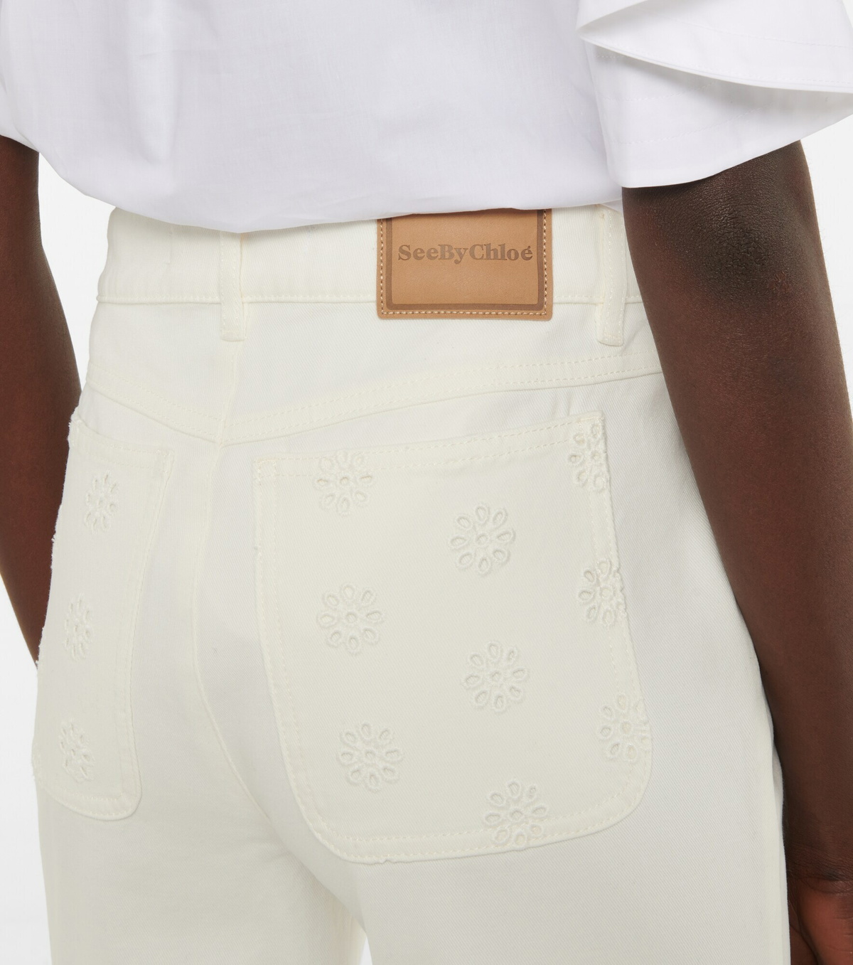 See By Chloe - Embroidered high-rise flared jeans
