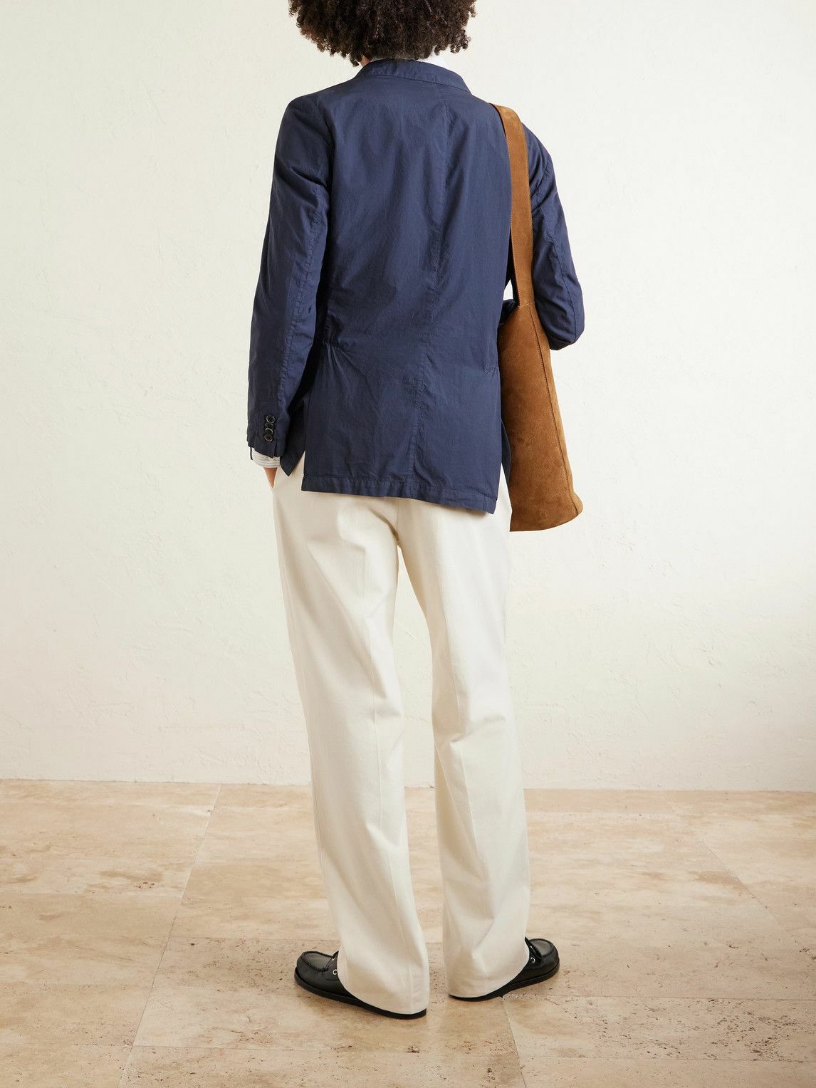 Barena - Borgo Tendon Crinkled Cotton-Poplin Blazer - Blue