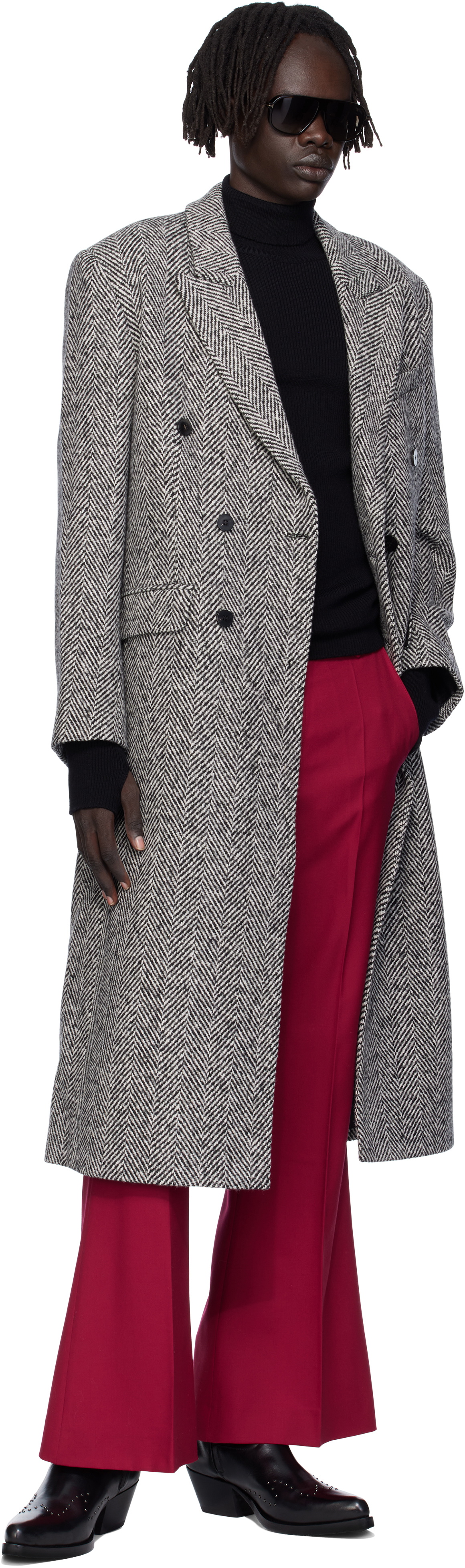 Ernest W. Baker Black & White Double-Breasted Coat